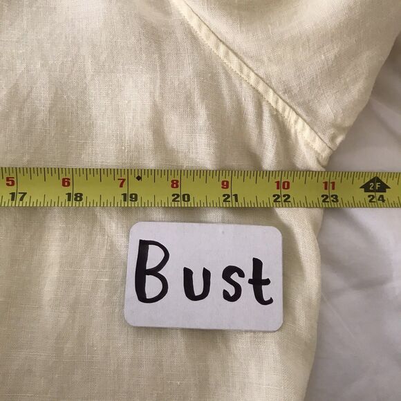 Lands End Butter Yellow Pastel Linen Long Sleeve Casual Summer Coastal Shirt - L - Picture 5 of 9